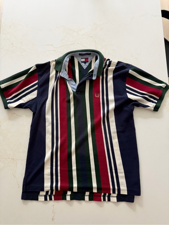 Tommy Hilfiger Other - Vintage Tommy Hilfiger Vertical Stripe Polo in Navy, Green & Burgundy